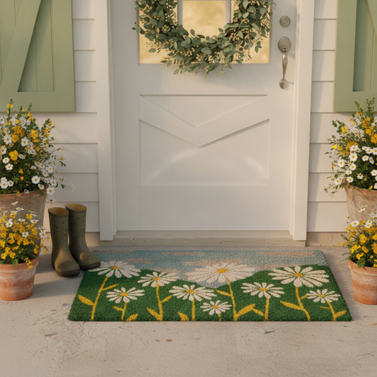 Daisy Sunflower Door Mat – Floral Indoor Outdoor Welcome Mat