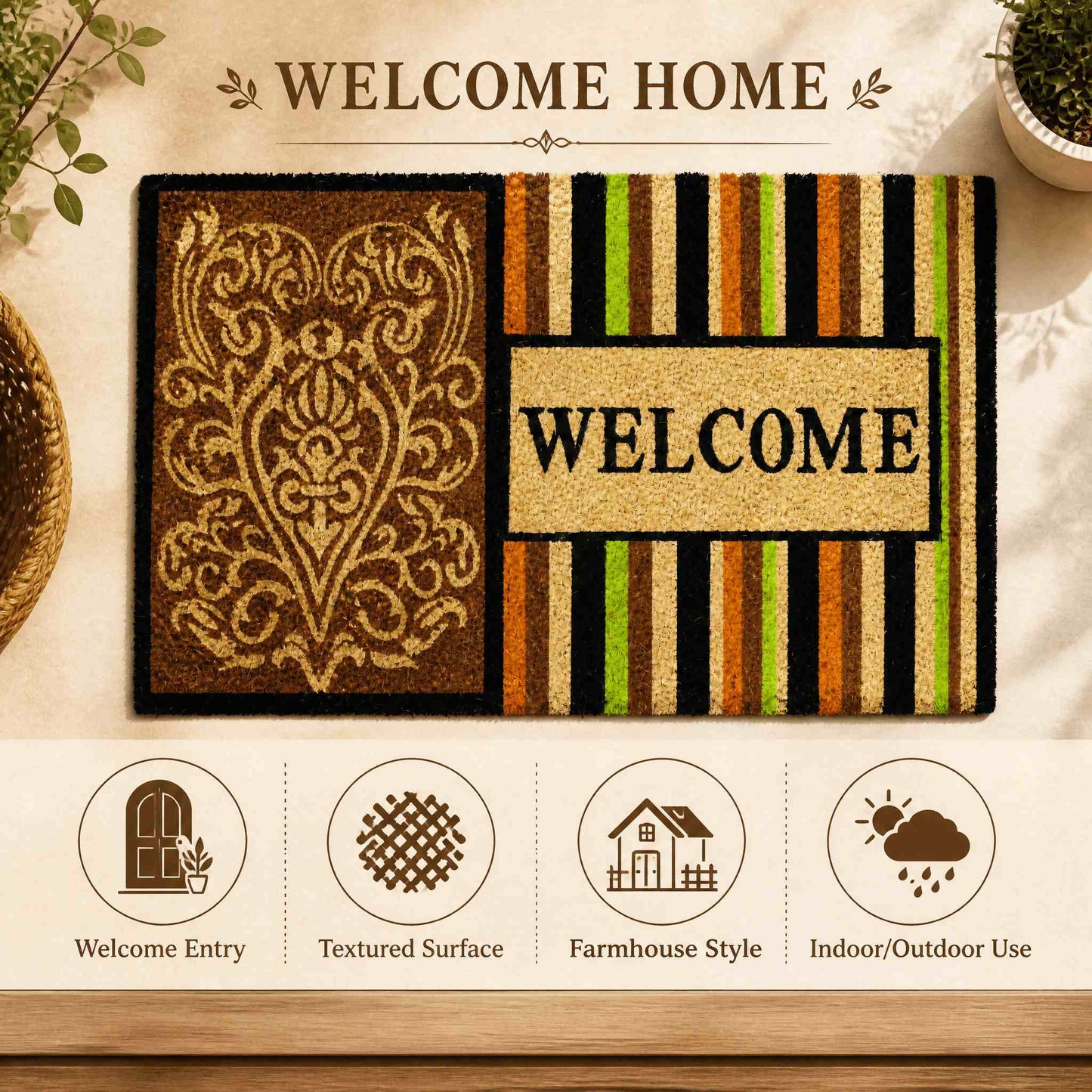 Welcome Multicolored Door Mat – Colorful Decorative Entry Mat
