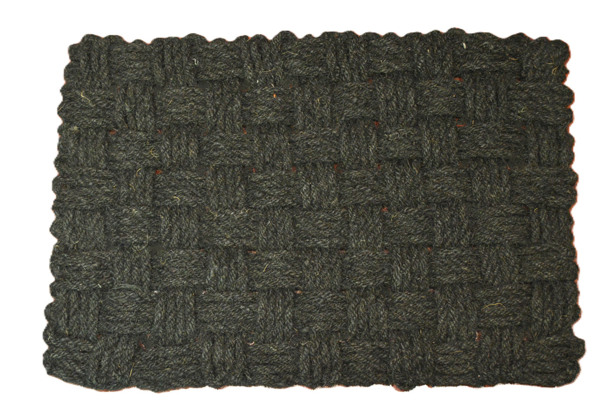 Handwoven Coir Basket-Weave Doormat – Black