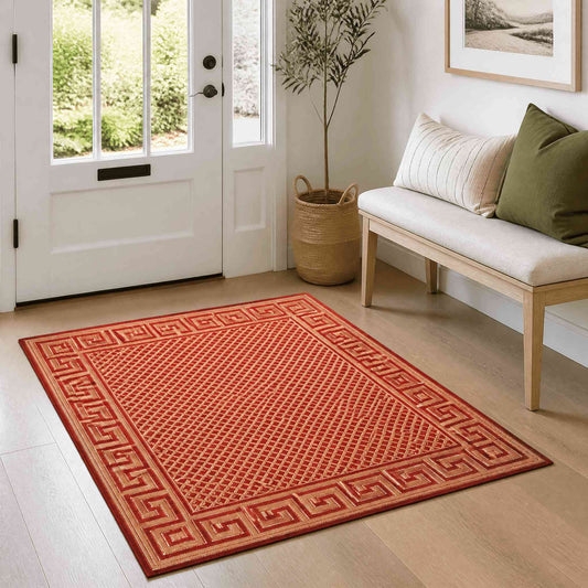Greek Key Reversible Outdoor Rug – Weather-Resistant Indoor Outdoor Patio Rug
