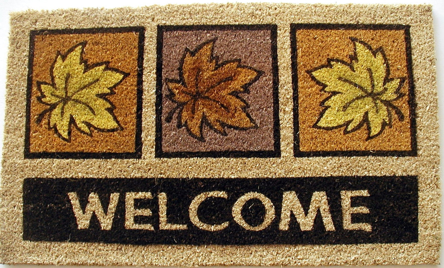 Autumn leaves welcome mat with fall foliage design, decorative outdoor welcome mat for front porch entryway