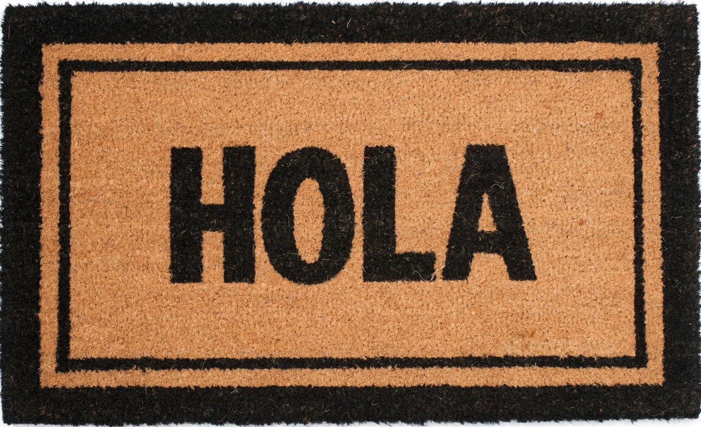brown hola hello door mat with bilingual welcome text