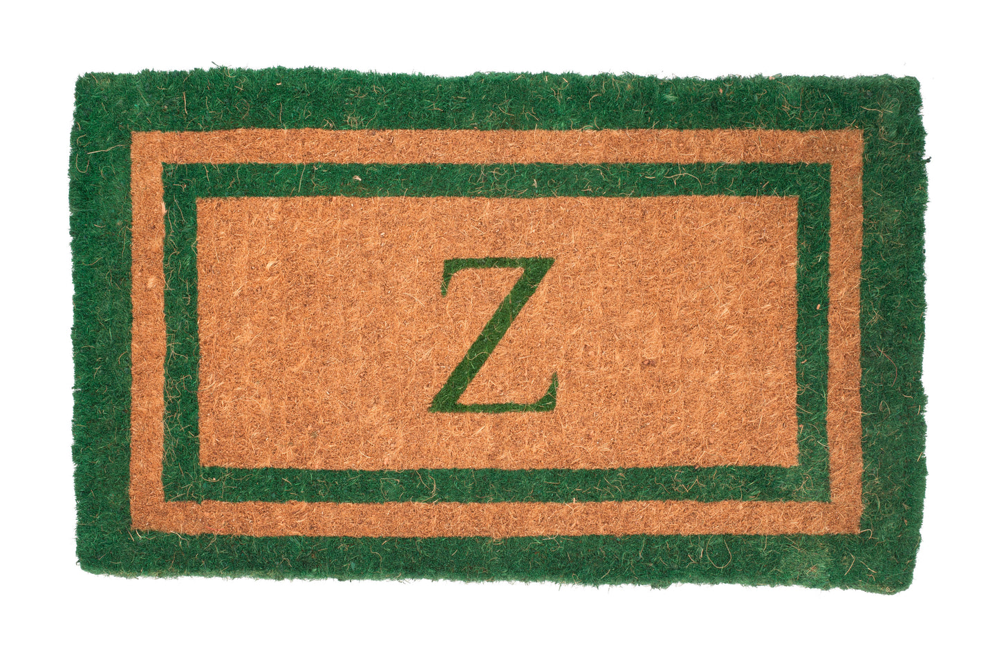 Doormat with letter 'Z' on a green and brown border