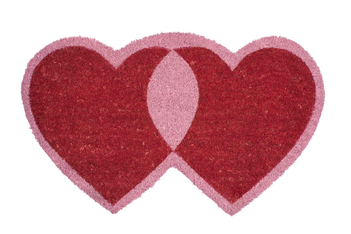 Doormat with two interlocking hearts
