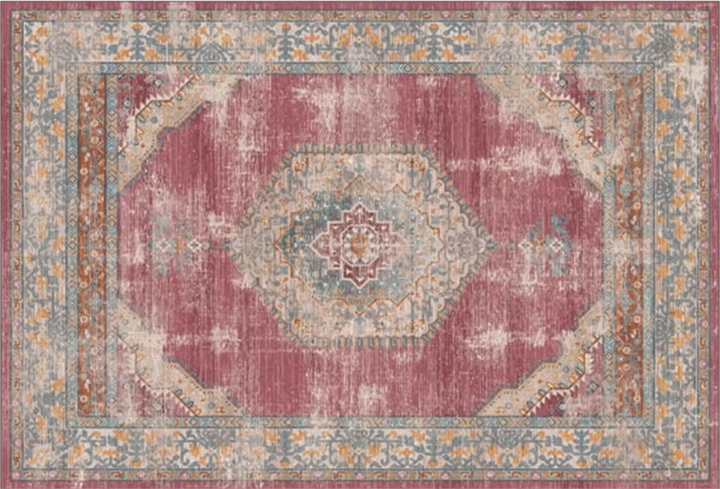 red rug with vintage medallion pattern