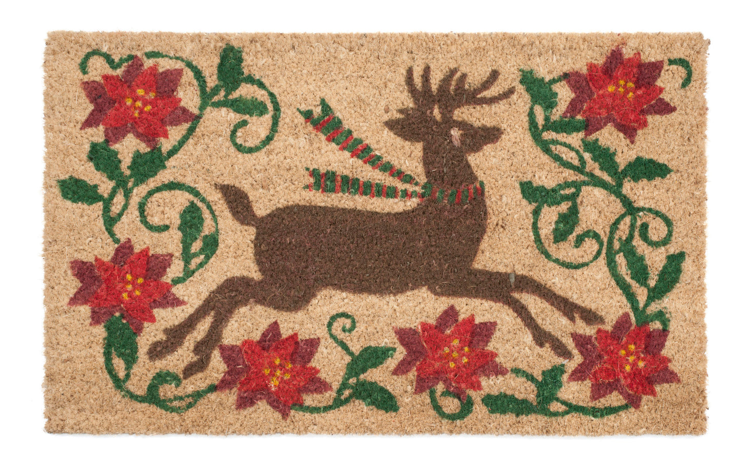 Reindeer Christmas door mat festive holiday coir welcome mat for indoor outdoor entryway