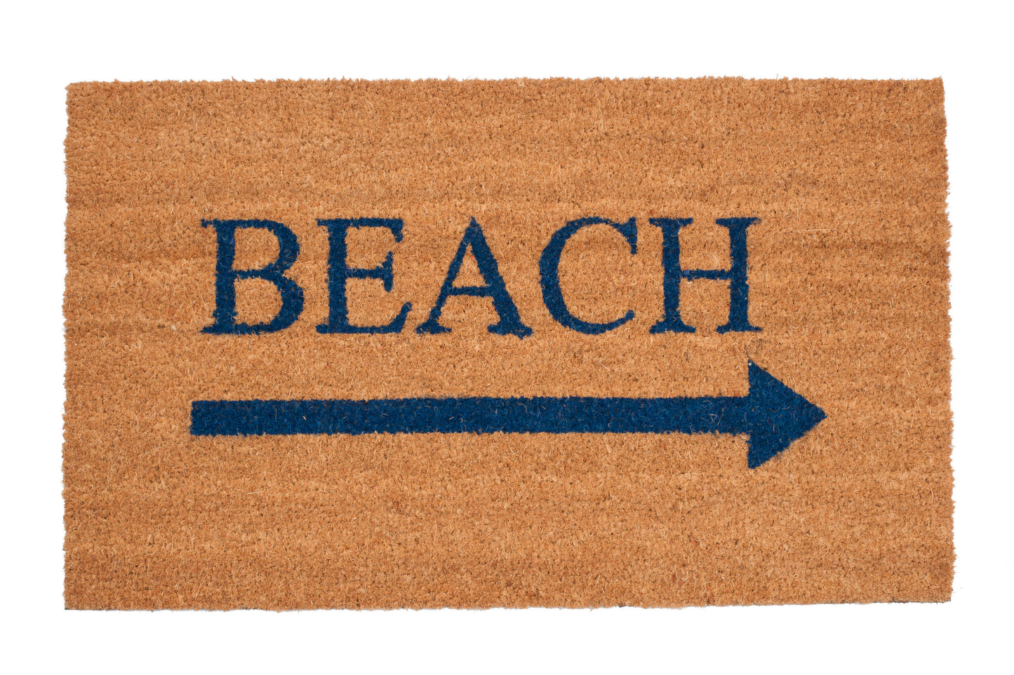 Doormat with 'BEACH' and an arrow underneath