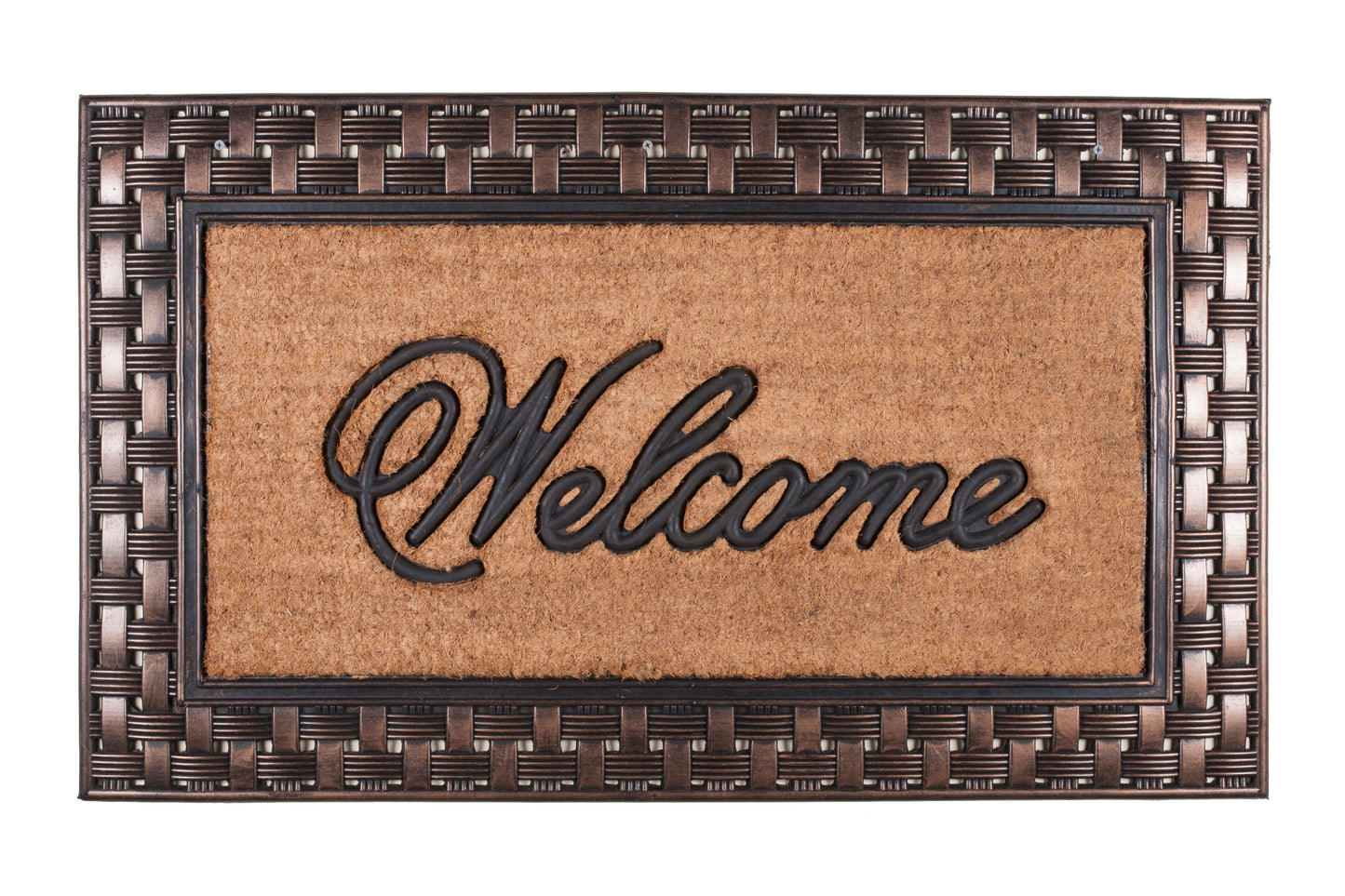 Tuffcor bronze rubber welcome mat heavy duty non slip outdoor entryway doormat