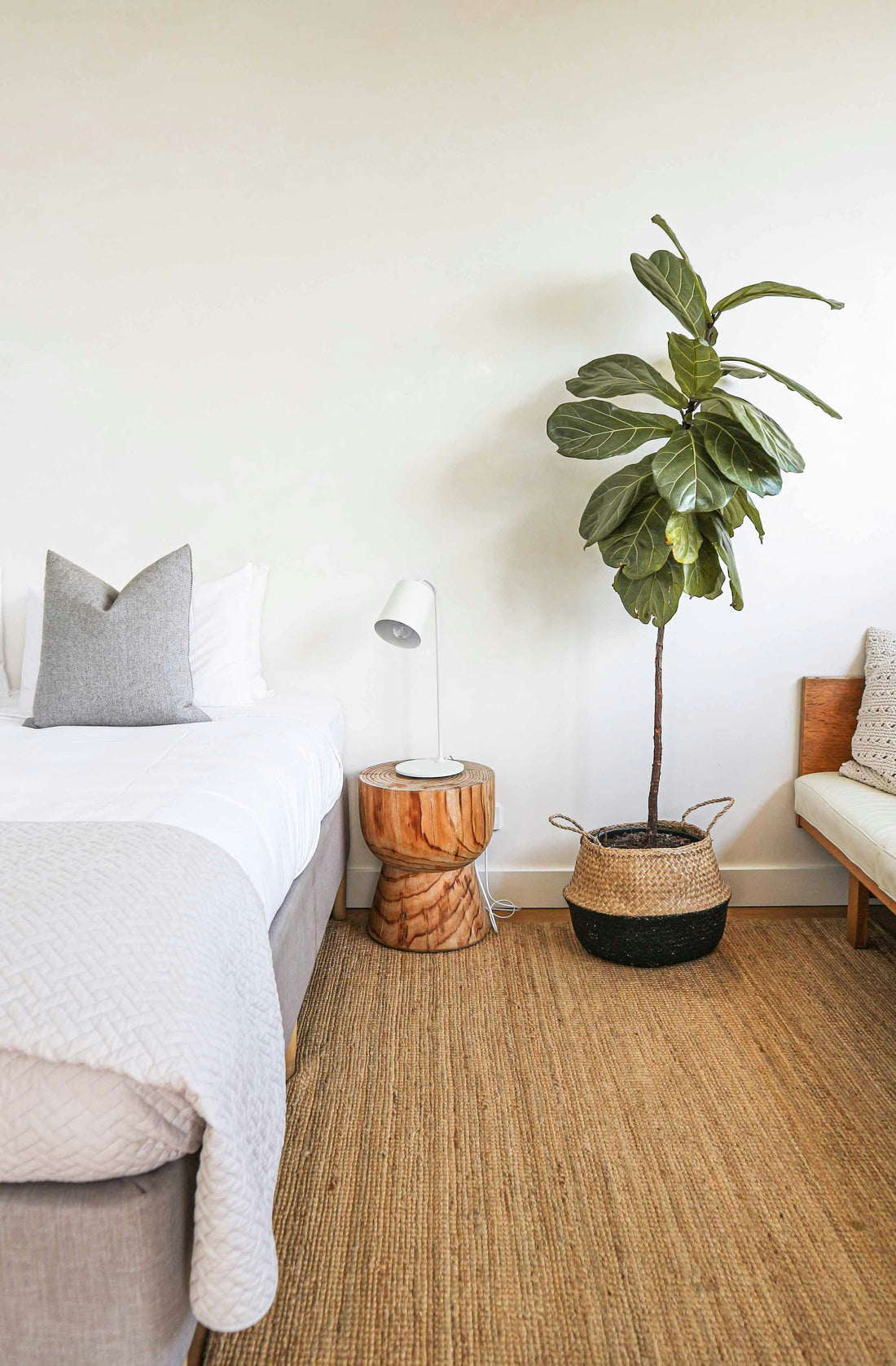 Natural jute rug in a warm indoor living space
