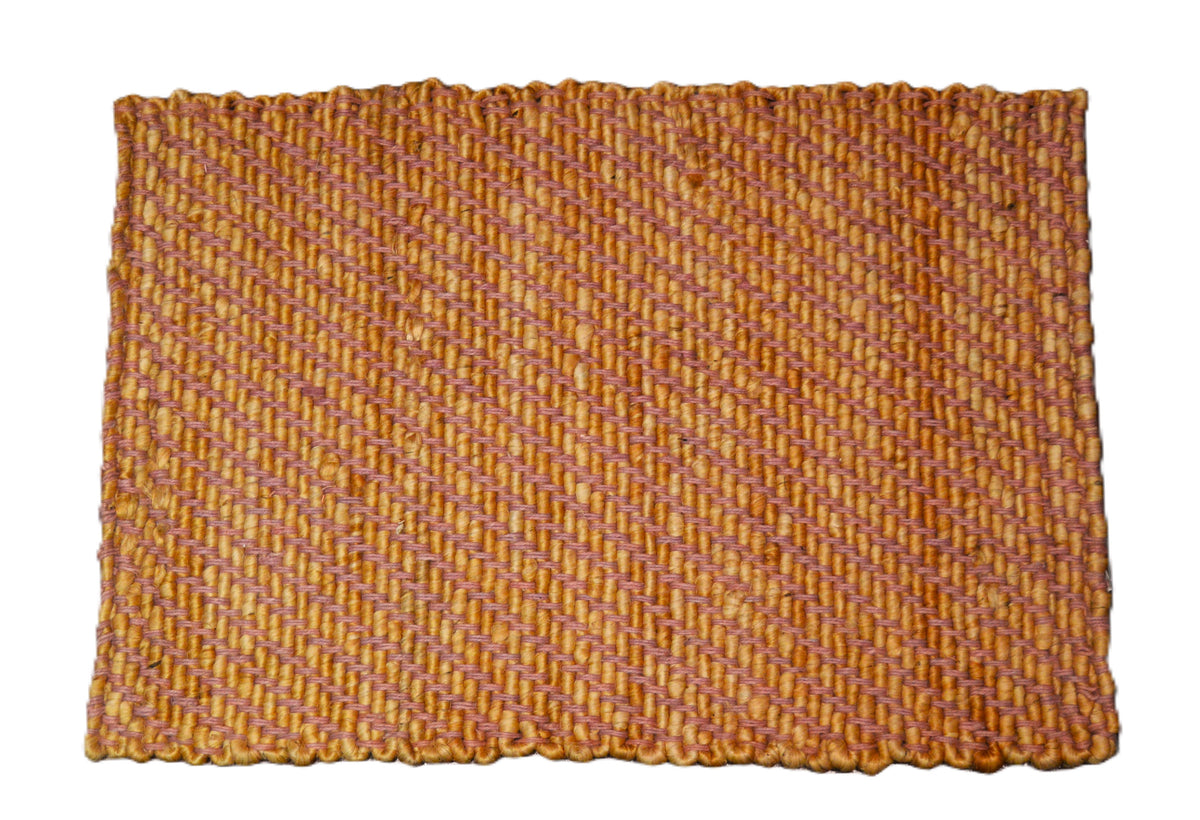 Natural Jute Stripe Accent Rug – Blue, Coral, White & Yellow