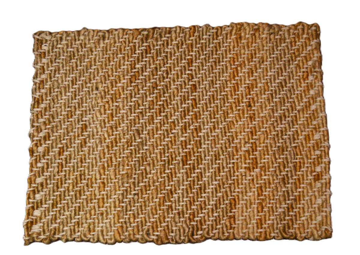 Natural Jute Stripe Accent Rug – Blue, Coral, White & Yellow