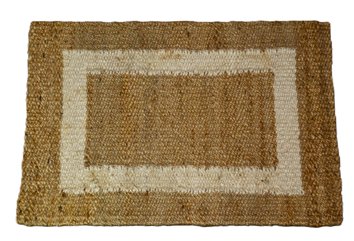 Handspun Jute Natural Rug with White Border