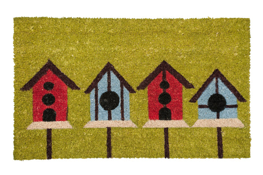 Birdhouse coir door mat outdoor welcome front door entryway rug farmhouse style