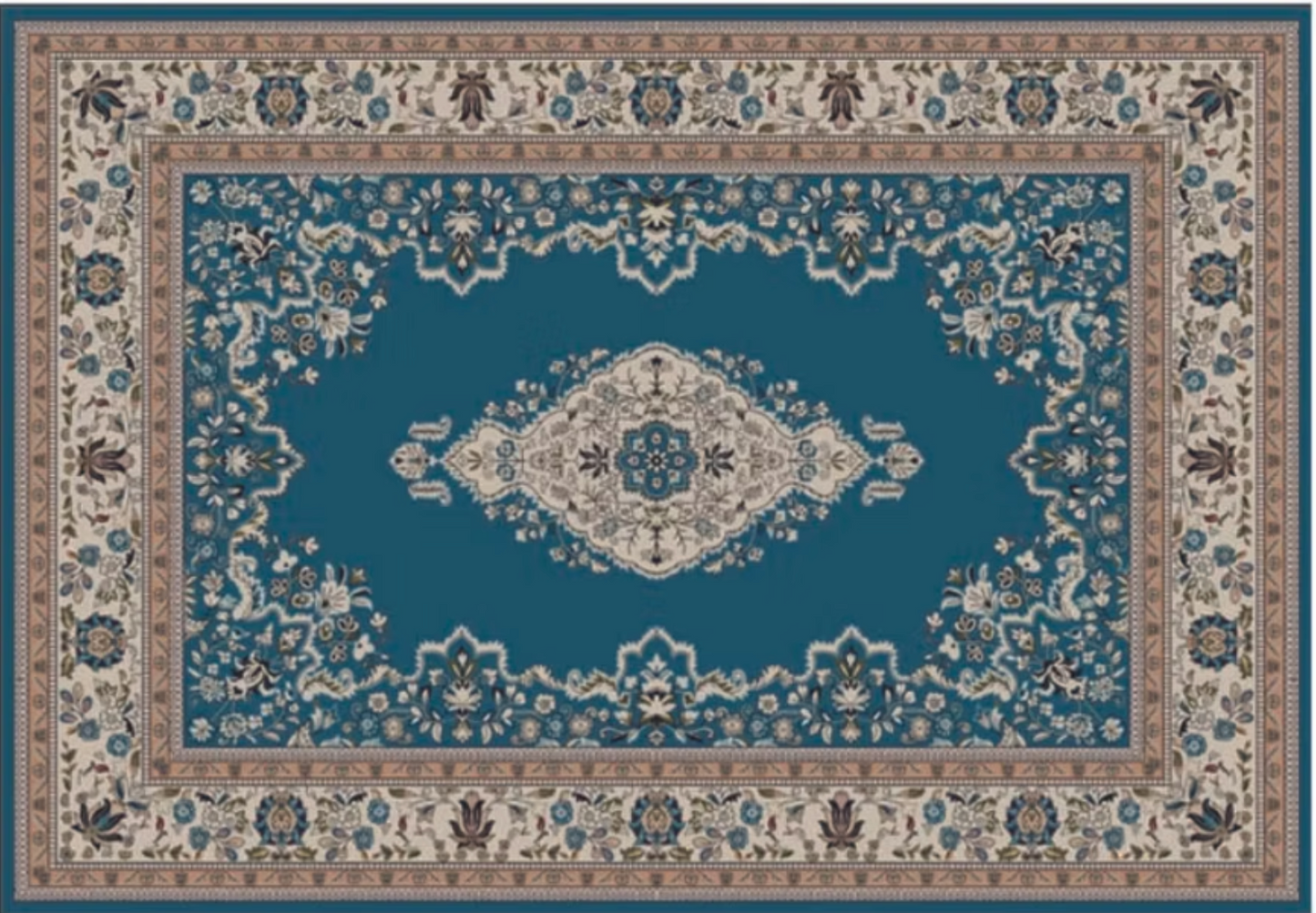 blue rug with vintage medallion pattern