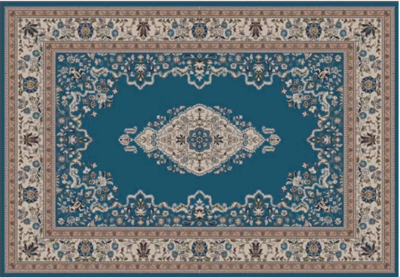 blue rug with vintage medallion pattern