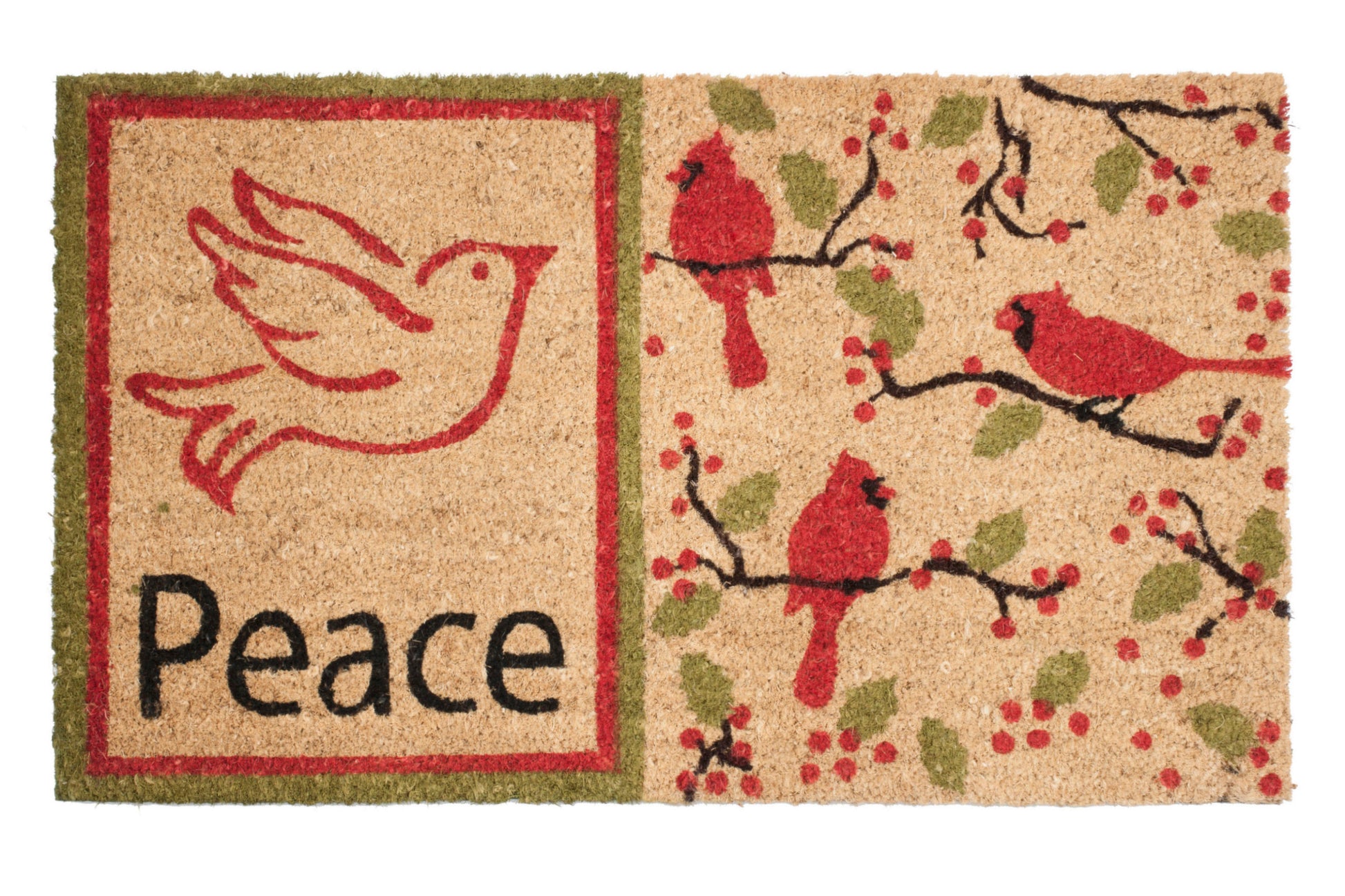Cardinals door mat with red birds design, decorative outdoor welcome mat for front porch entryway