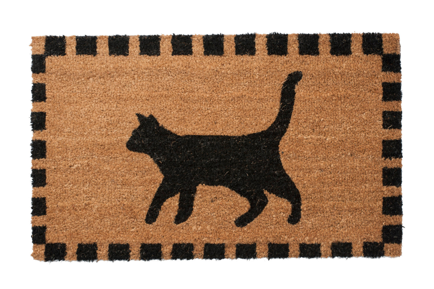 Doormat with black cat silhouette on a beige background