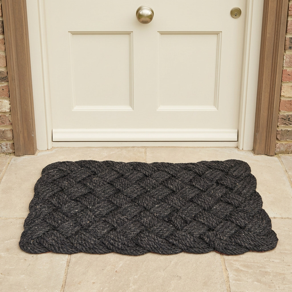 Charcoal knot doormat in a doorway