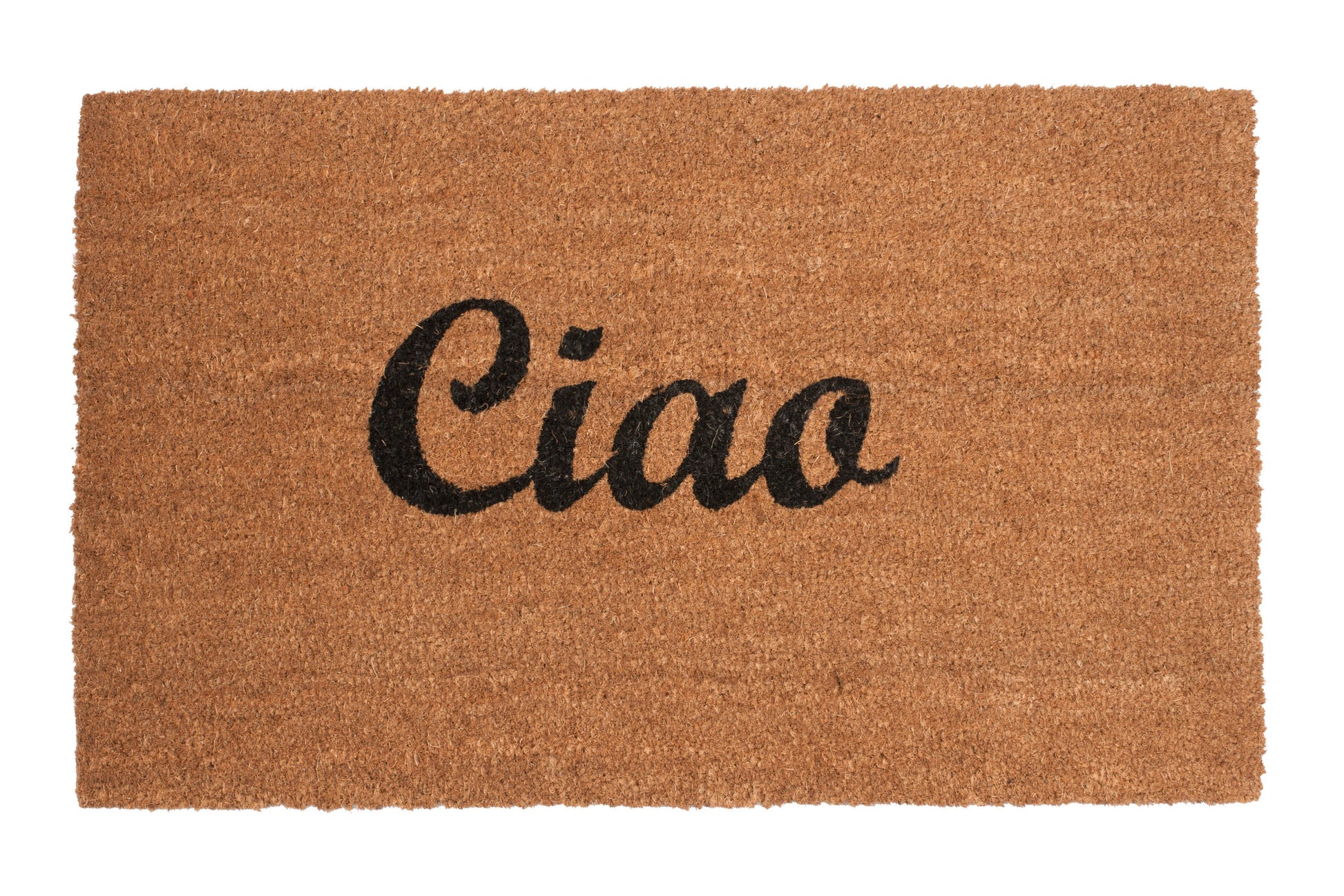 Doormat with 'Ciao' text in black