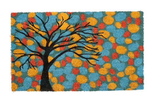 Colorful tree door mat coir outdoor welcome front door entryway rug nature design
