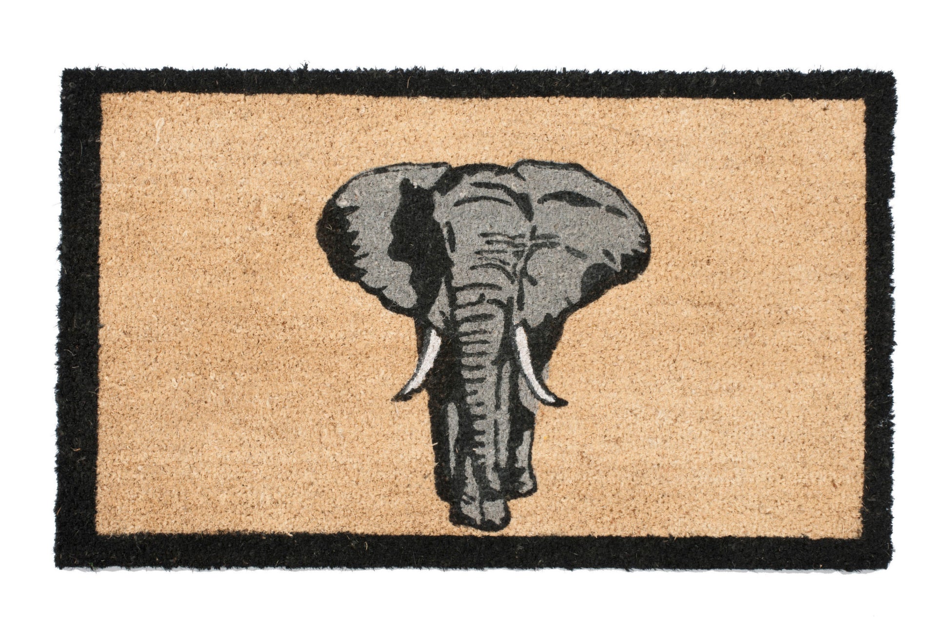 brown door mat with elephant design