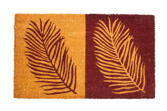 Feather leaves coir door mat natural outdoor front door entryway rug