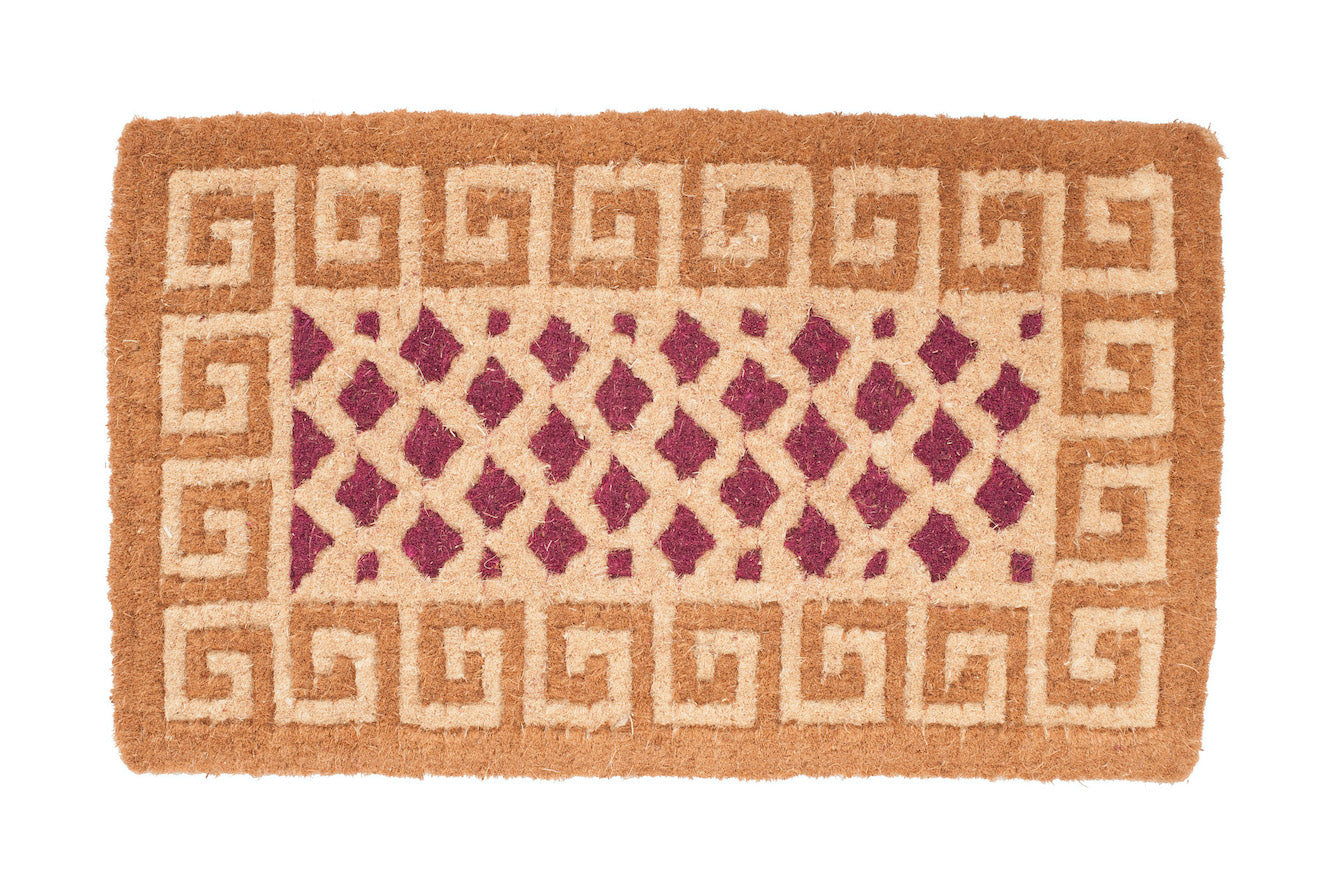 Greek key coir door mat natural coconut fiber outdoor front door entryway rug