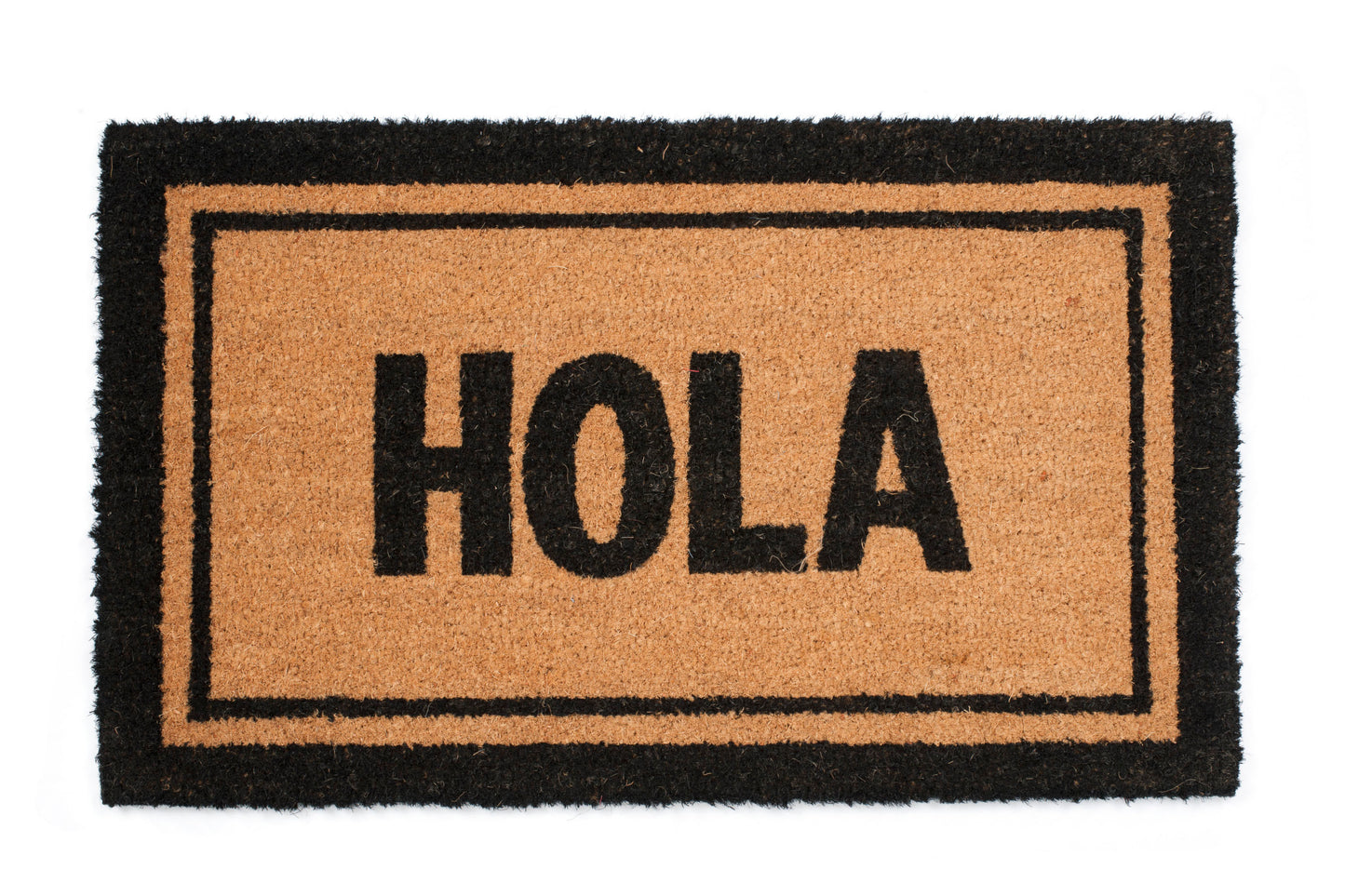 brown hola hello door mat with bilingual welcome text