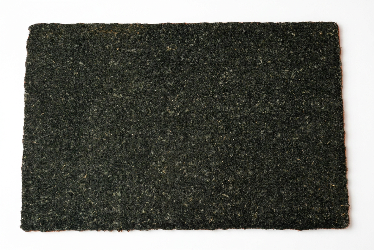 Holly Green rectangular coir doormat on a white background