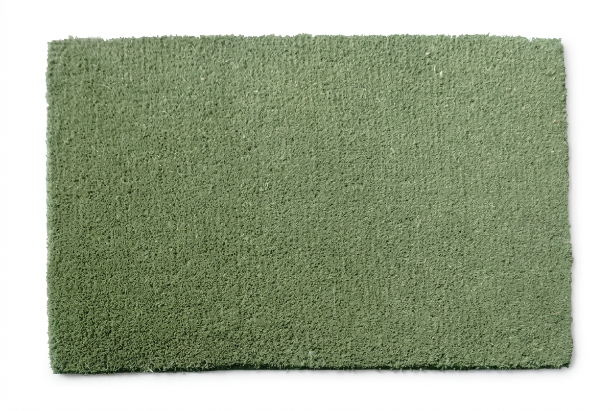 Sage green textured rectangular accent rug on white