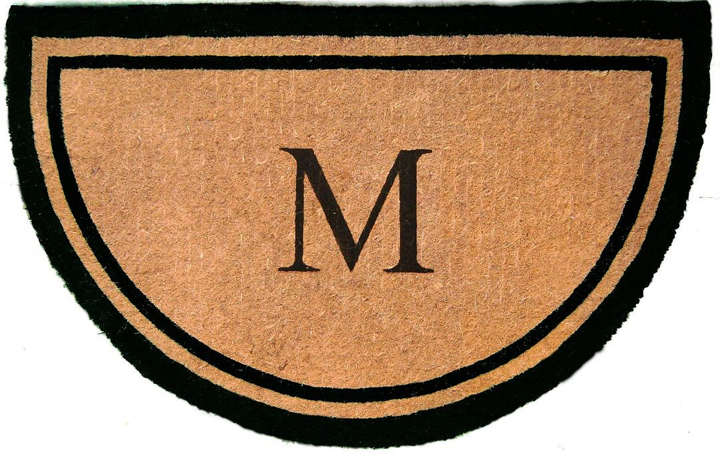 brown half round door mat black double border personalized name