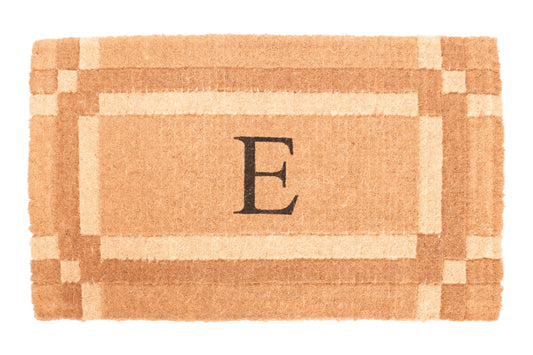 brown door mat monogram imperial border personalized design