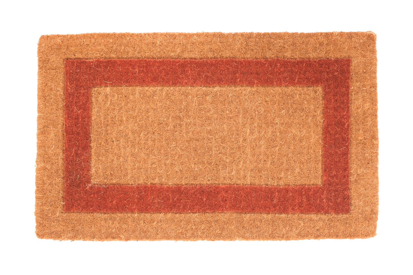 Doormat with a red border on a white background