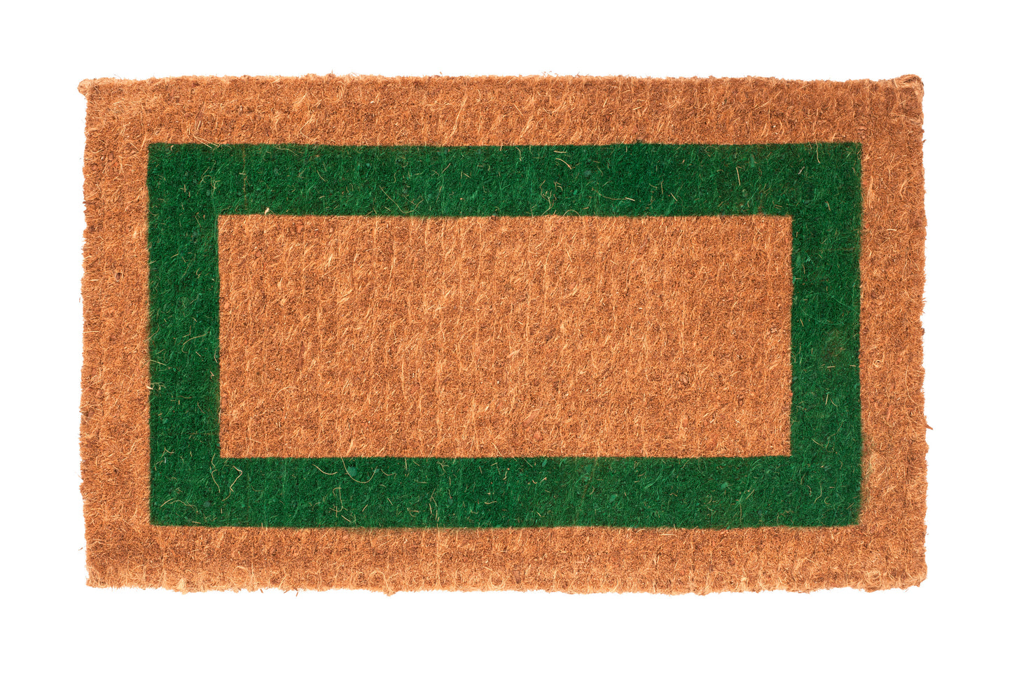 Doormat with green border on a white background