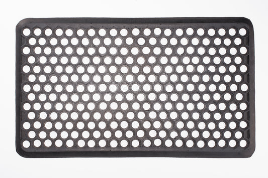 Black perforated mat on a white background