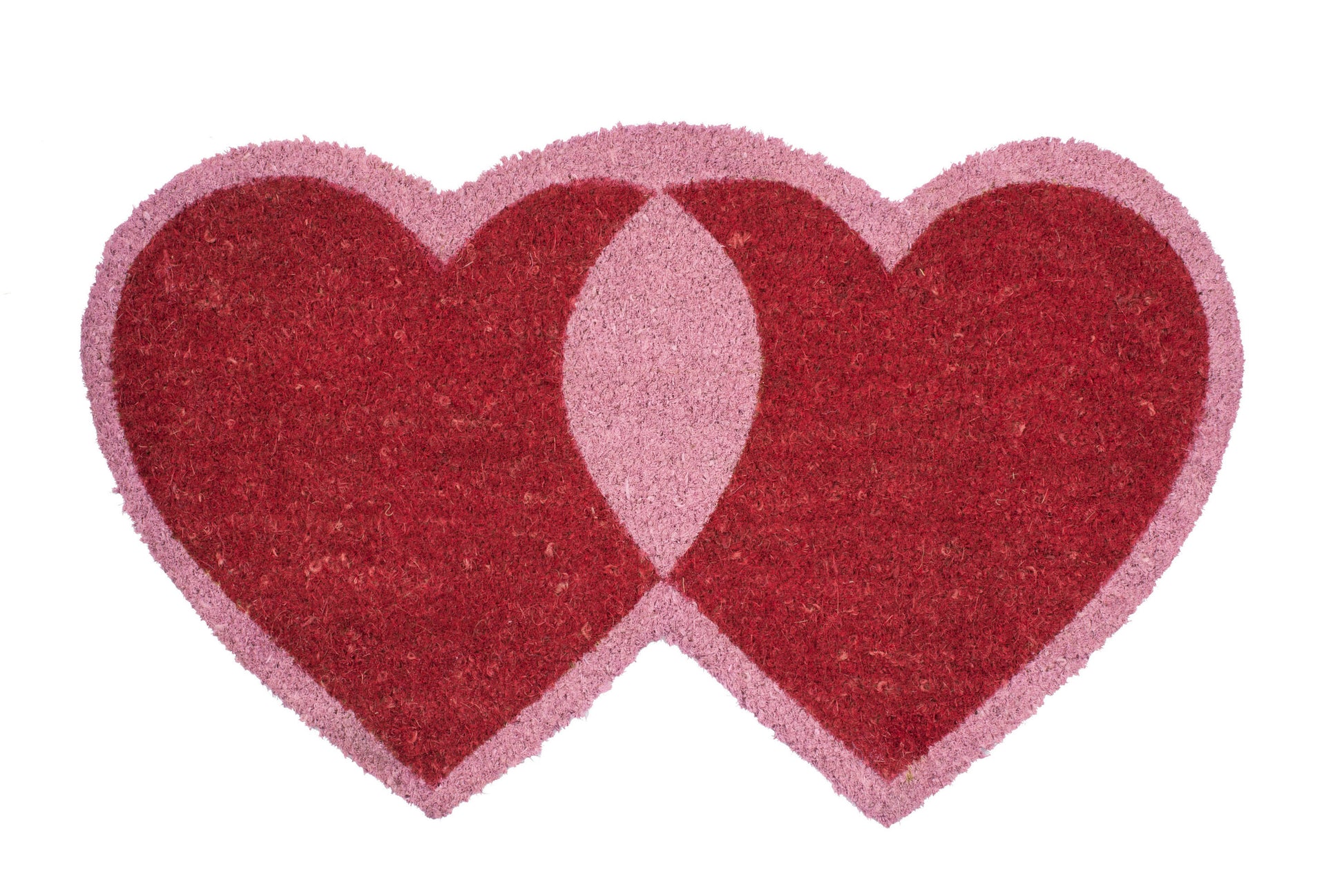 Doormat with two interlocking hearts