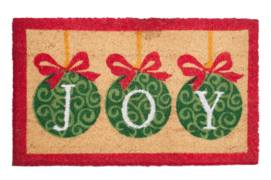 Joy Christmas door mat festive coir holiday welcome mat for indoor outdoor entryway