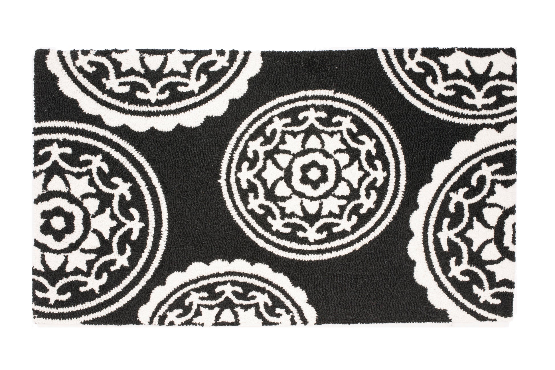 Medallion black doormat elegant non slip indoor outdoor entry mat with classic pattern