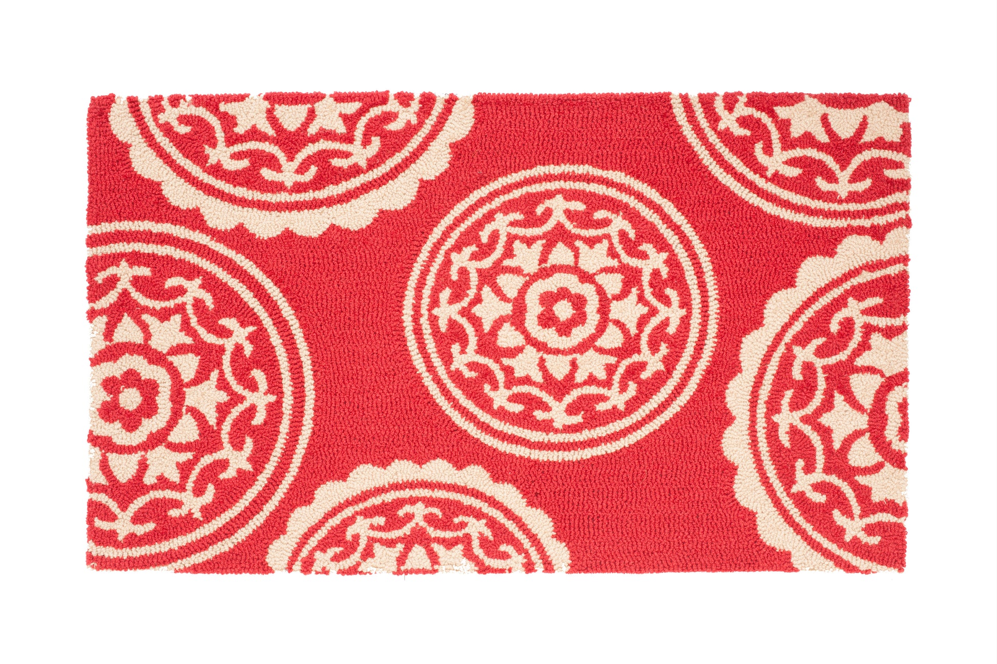 Medallion red doormat traditional non slip indoor outdoor entry mat with classic pattern