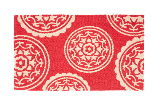 Medallion red doormat traditional non slip indoor outdoor entry mat with classic pattern
