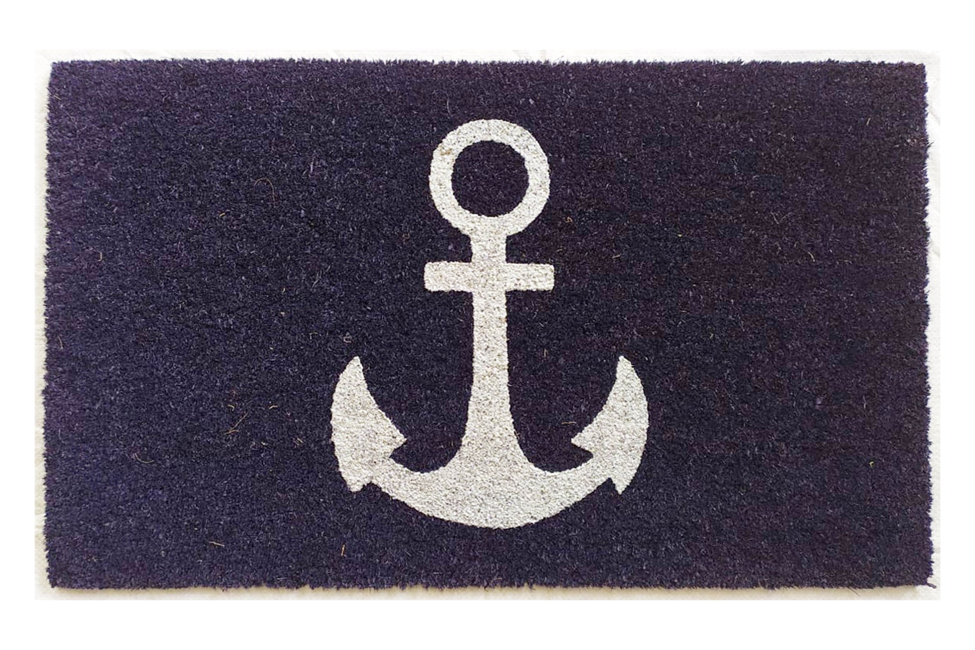 Doormat with a white anchor on a navy background
