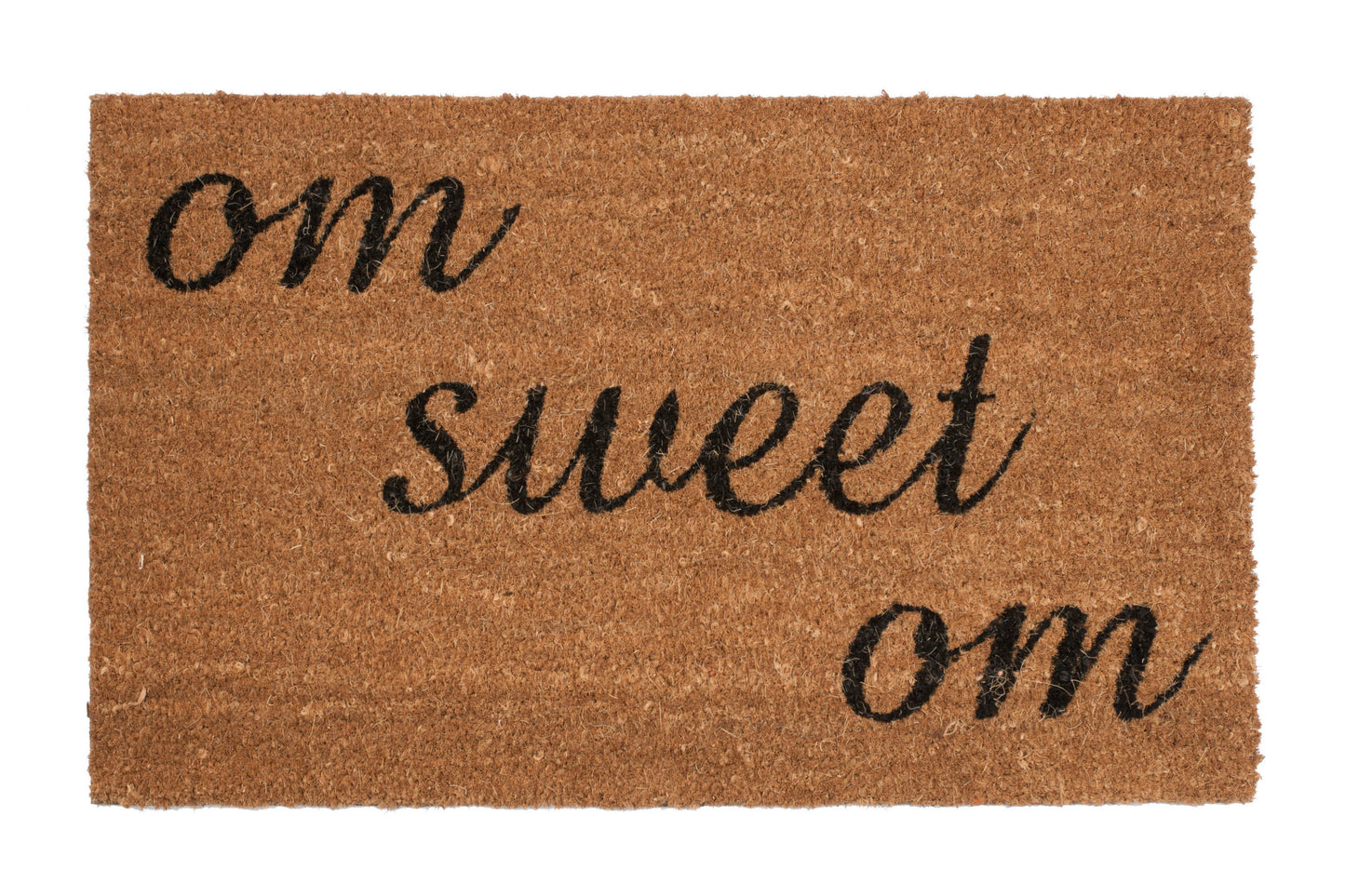 Doormat with 'om sweet om' text