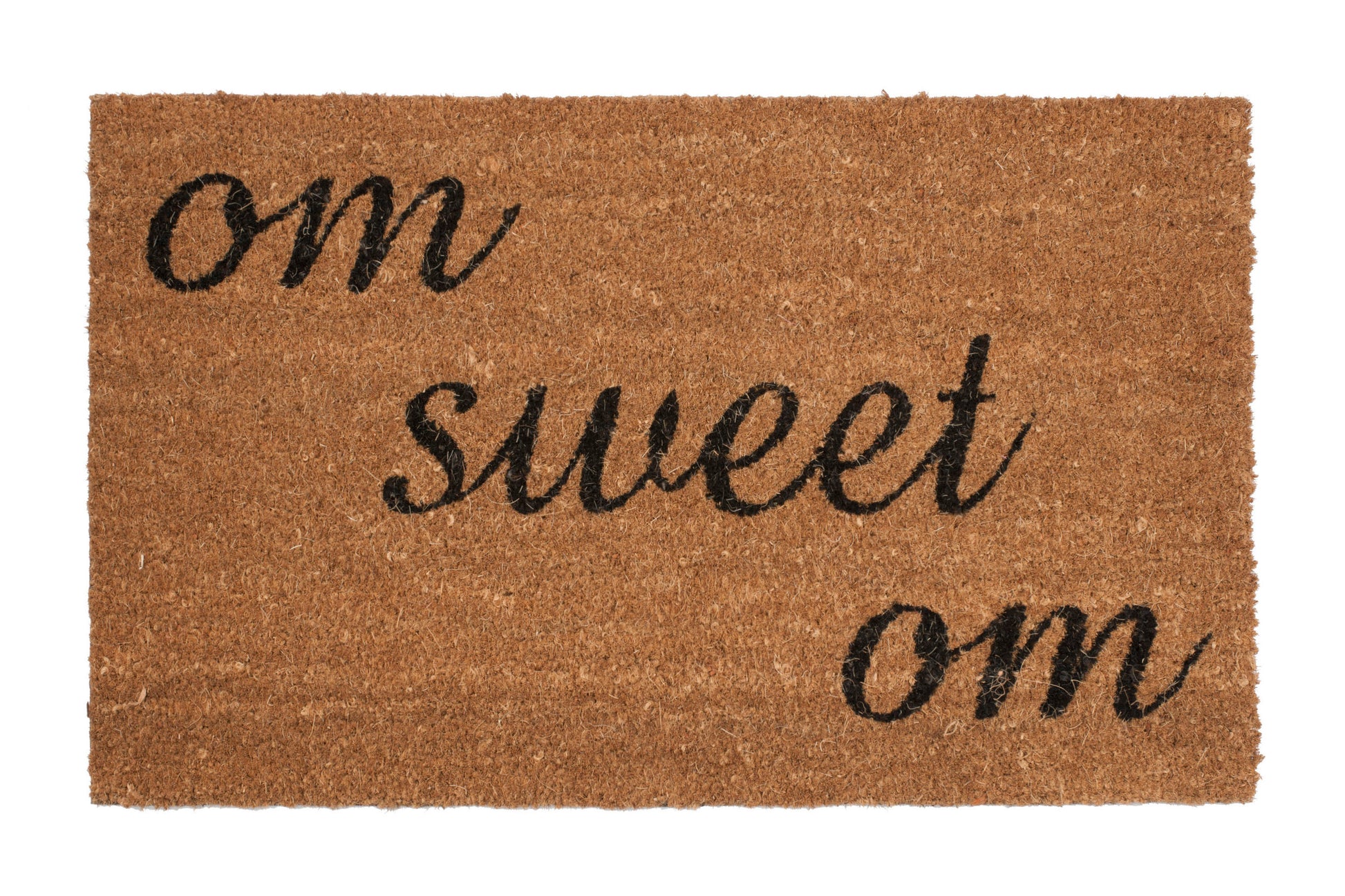 Doormat with 'om sweet om' text
