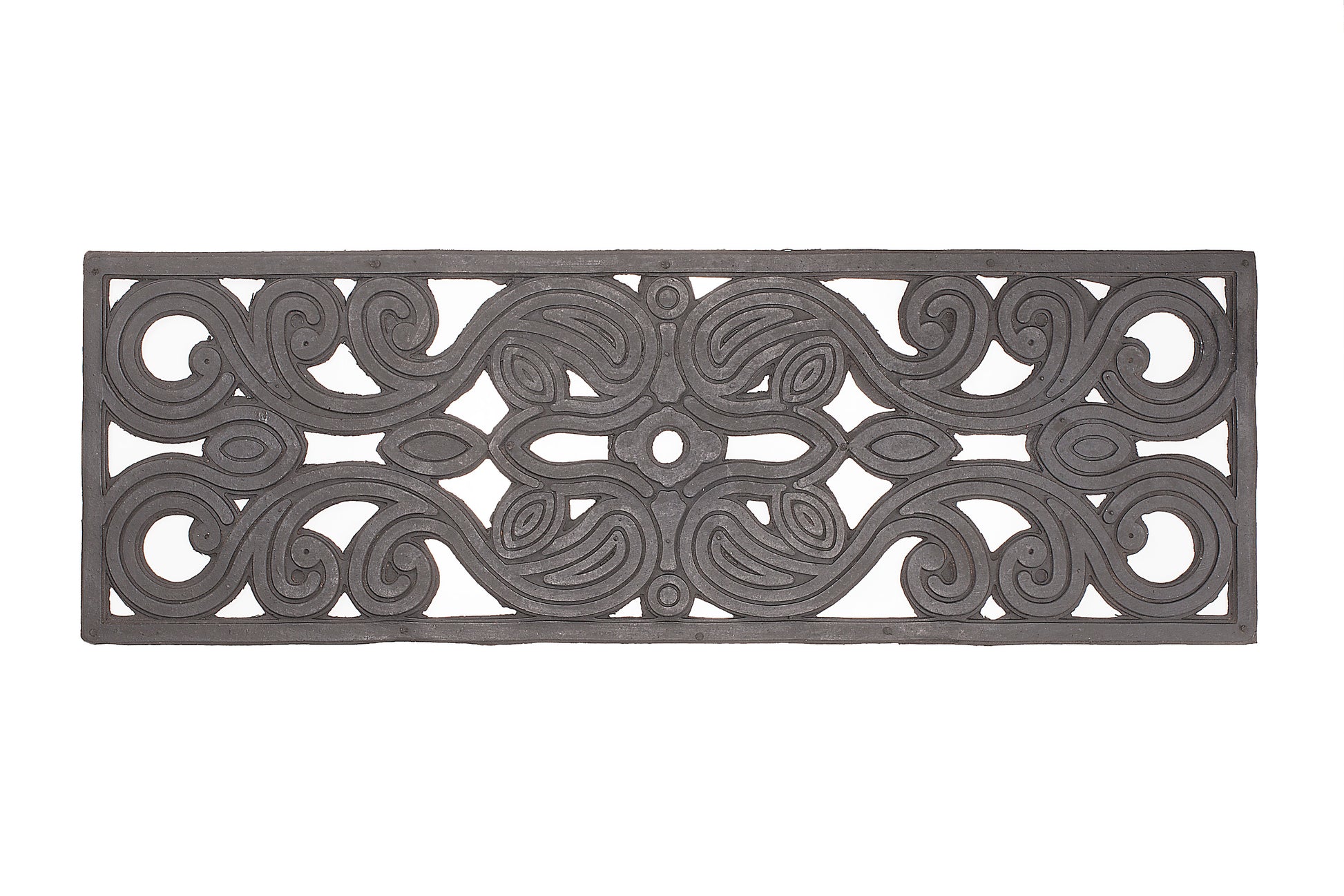 Decorative rubber stair mat with intricate patterns on a white background