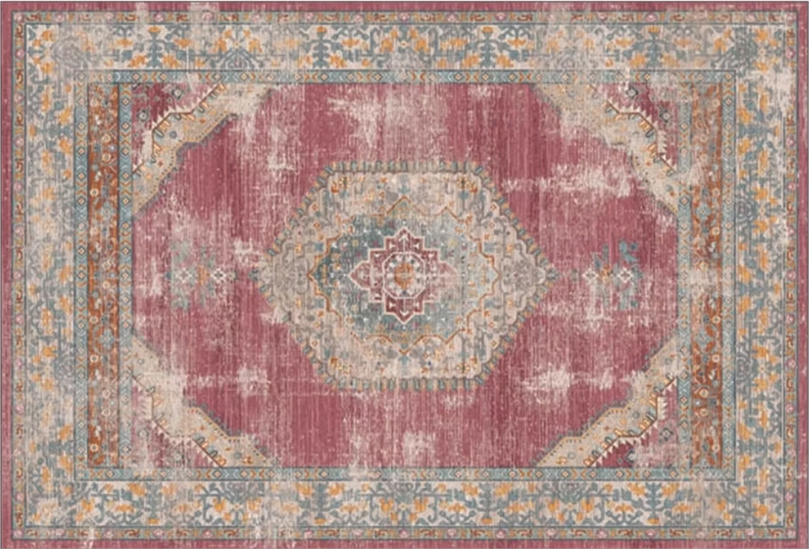 red rug with vintage medallion pattern