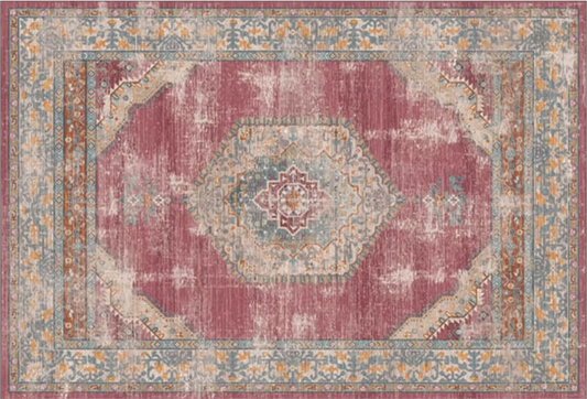 red rug with vintage medallion pattern