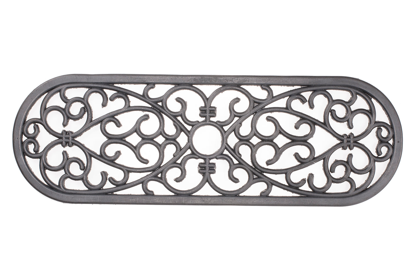 Decorative rubber stair mat with intricate patterns on a white background
