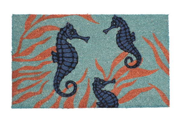 Seahorse coir door mat coastal welcome front door outdoor entryway rug