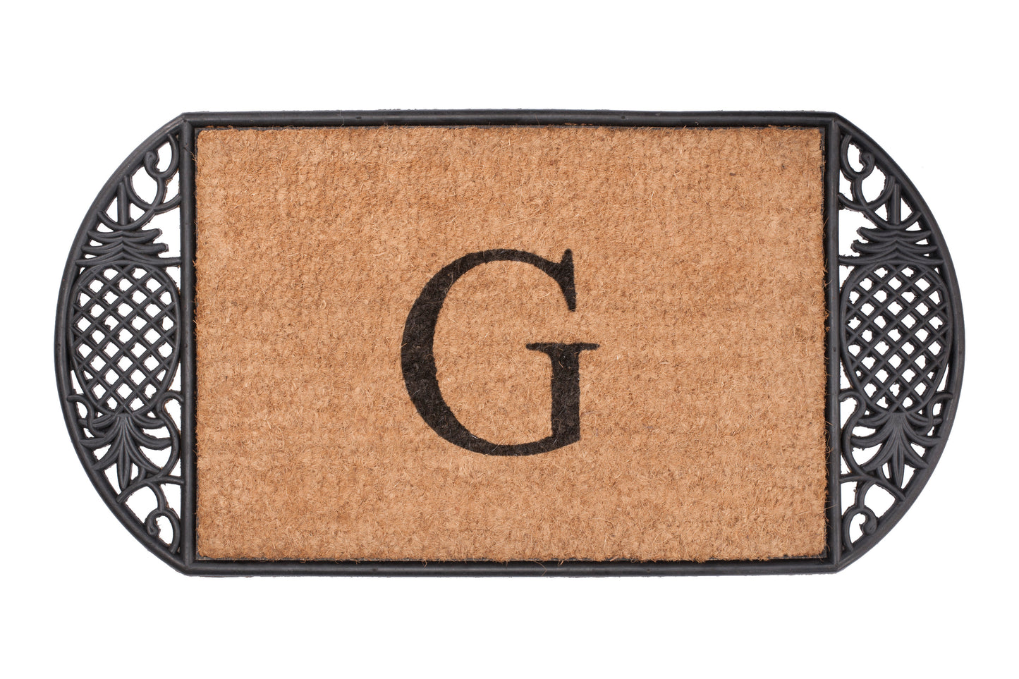 brown door mat pineapple design personalized text