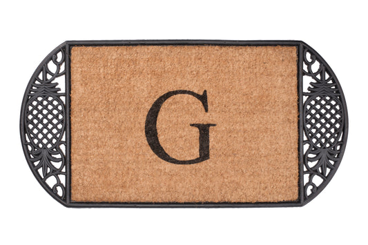 brown door mat pineapple design personalized text
